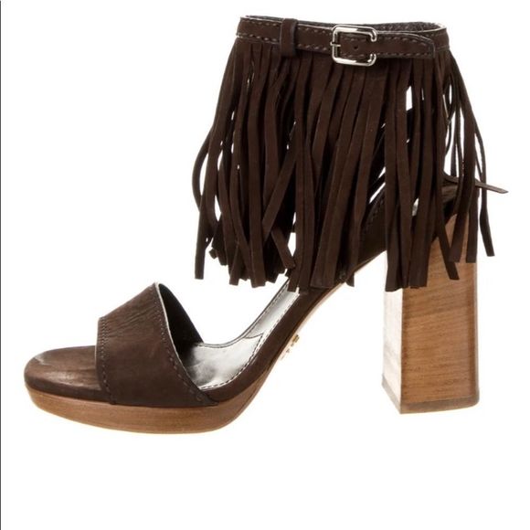 Suede prada fringe Gladiator Sandals dress shoes - Picture 1 of 6